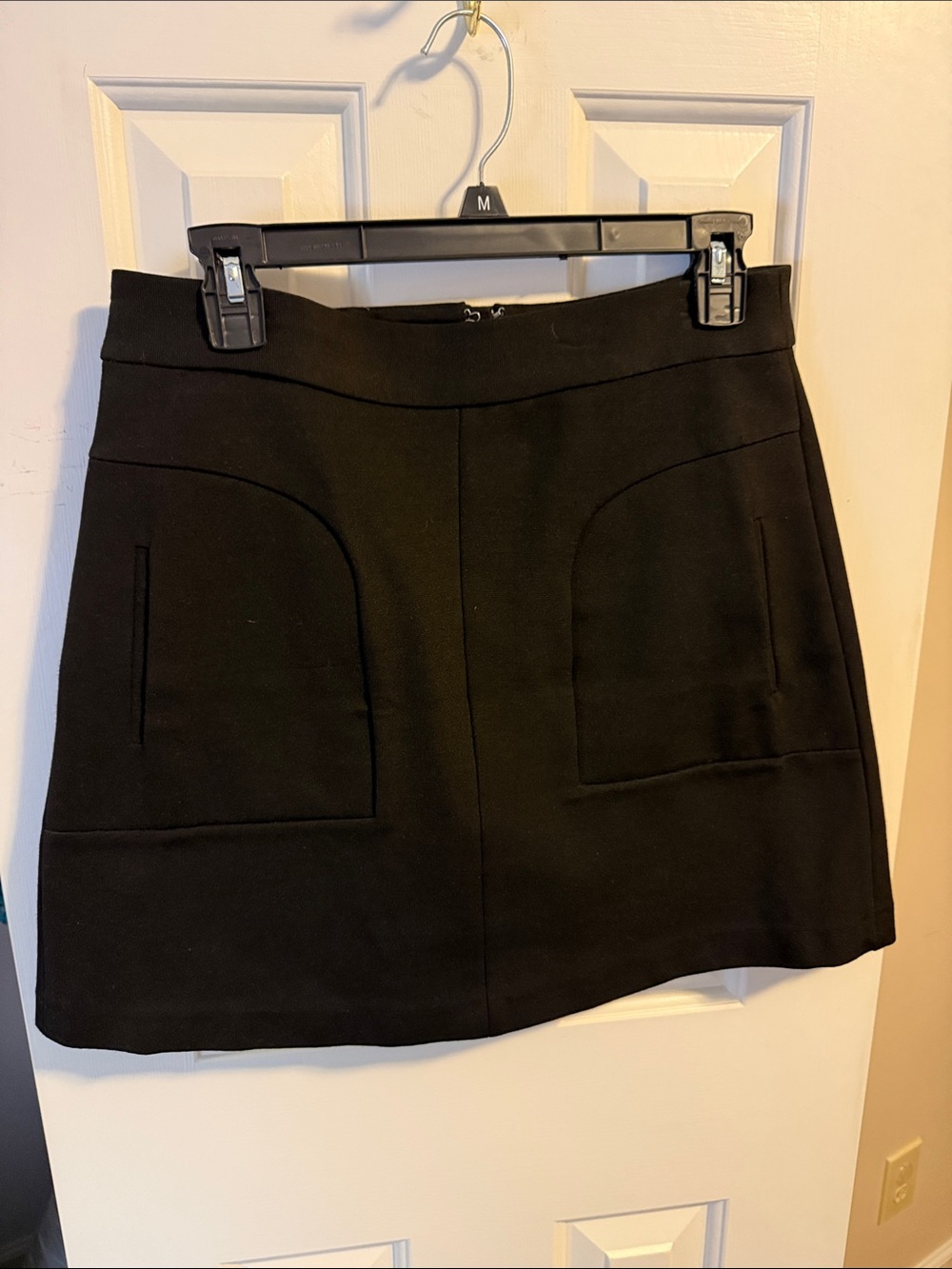 Anthropologie Black Mini Skirt with Front Patch Pockets